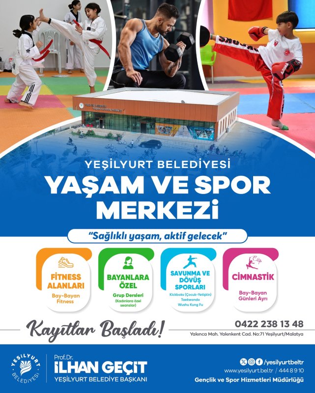 Yeşilyurt Belediyesi Yaşam ve Spor Merkezi’nde Kayıtlar Başladı