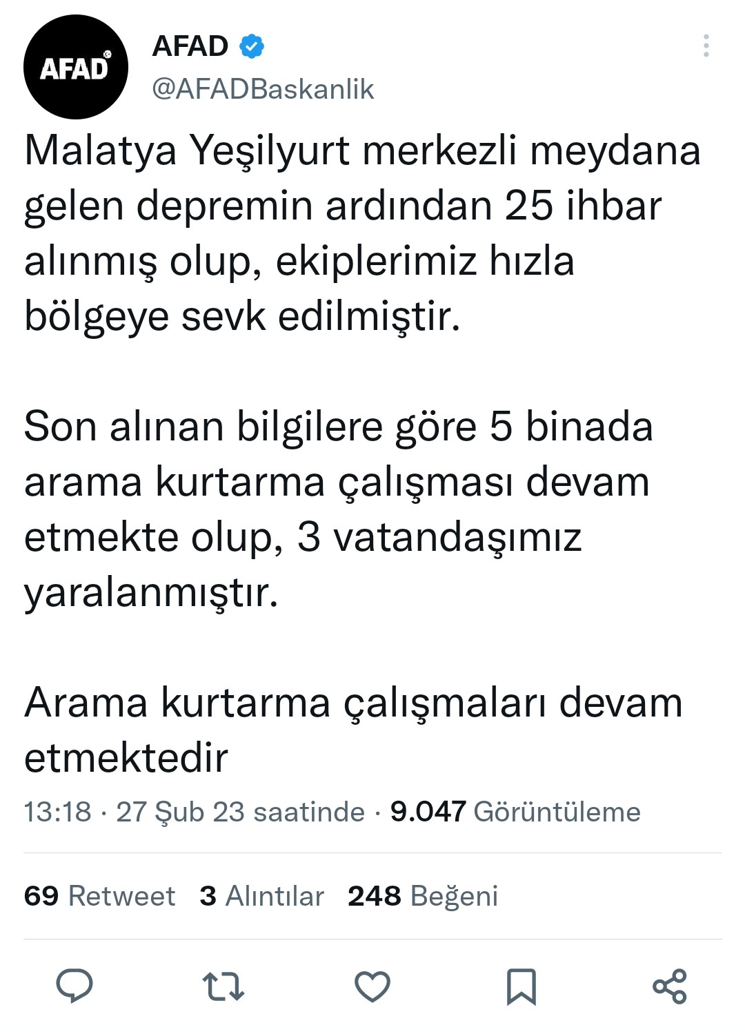 AFAD'tan Açıklama Yapıldı