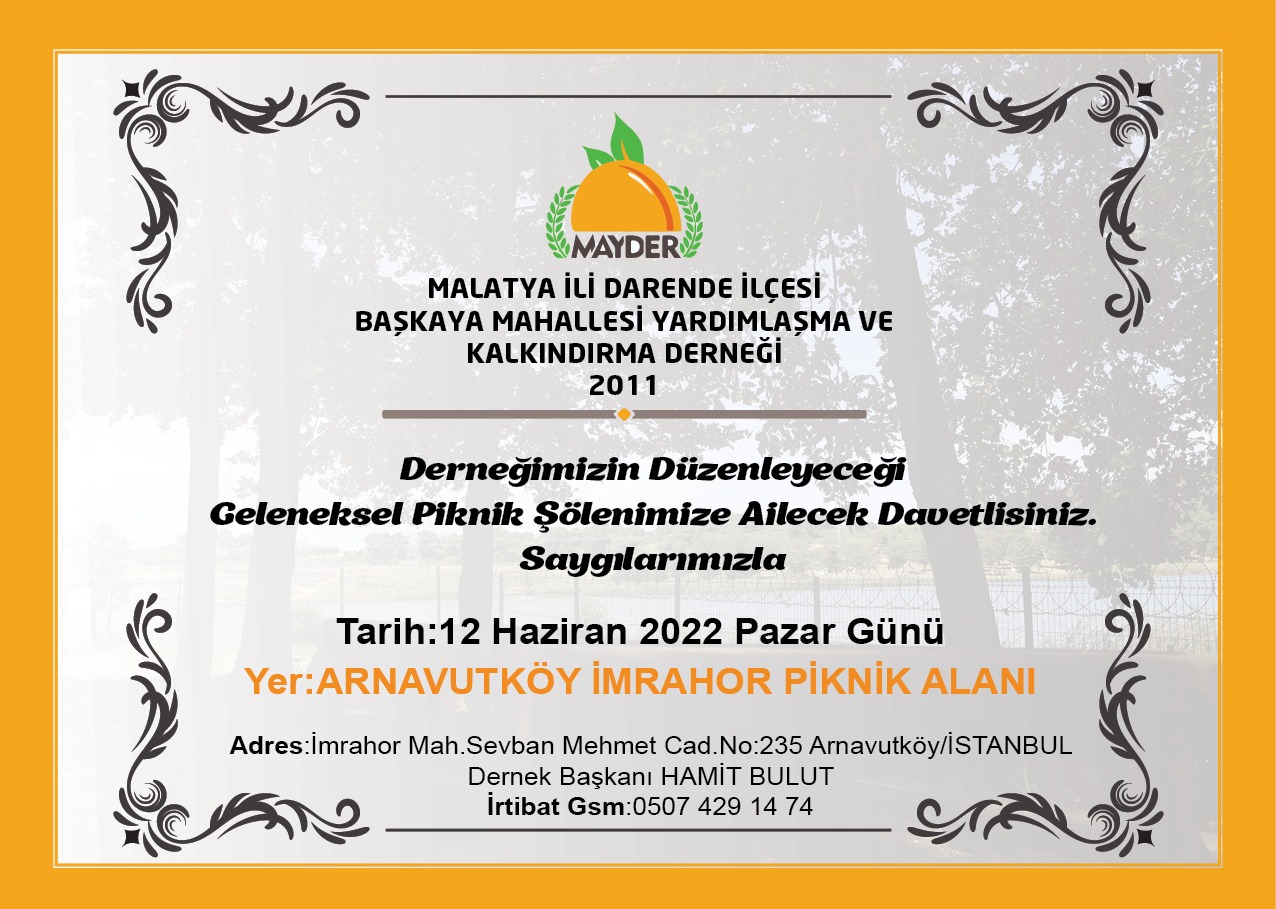 Başkan Bulut Hemşerilerini Geleneksel Pikniklerine Davet Etti