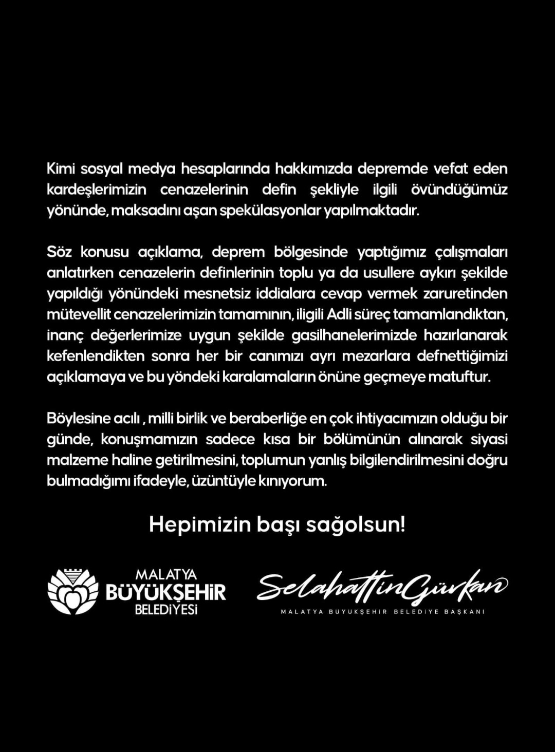 Başkan Gürkan'dan Eleştirilere Yanıt