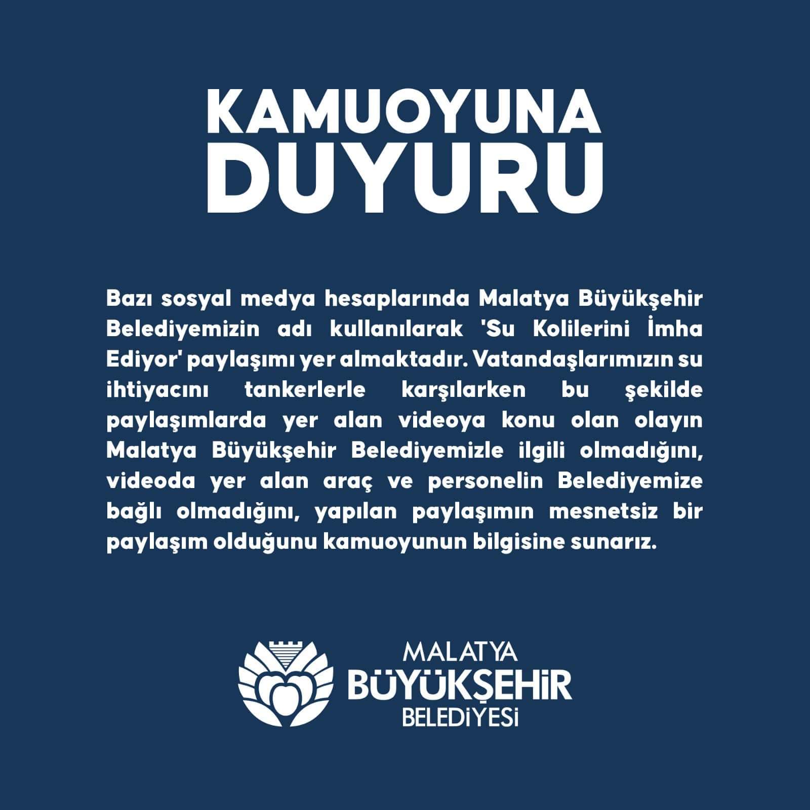 Büyükşehir Belediyesi Su İmha Etti İddiasına Tepki Gösterdi