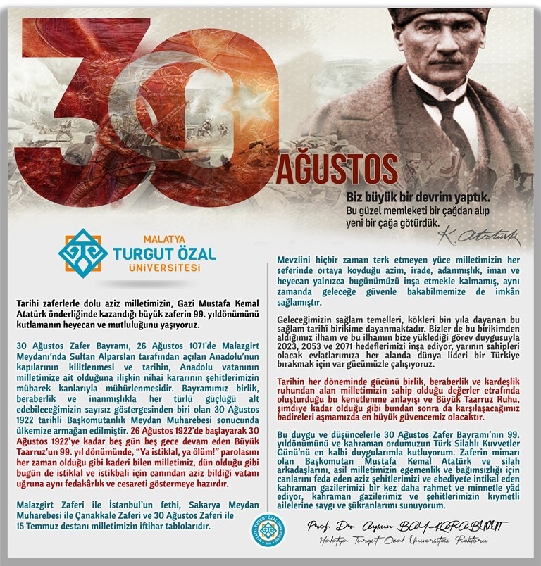 Rektör Karabulut’tan 30 Ağustos mesajı