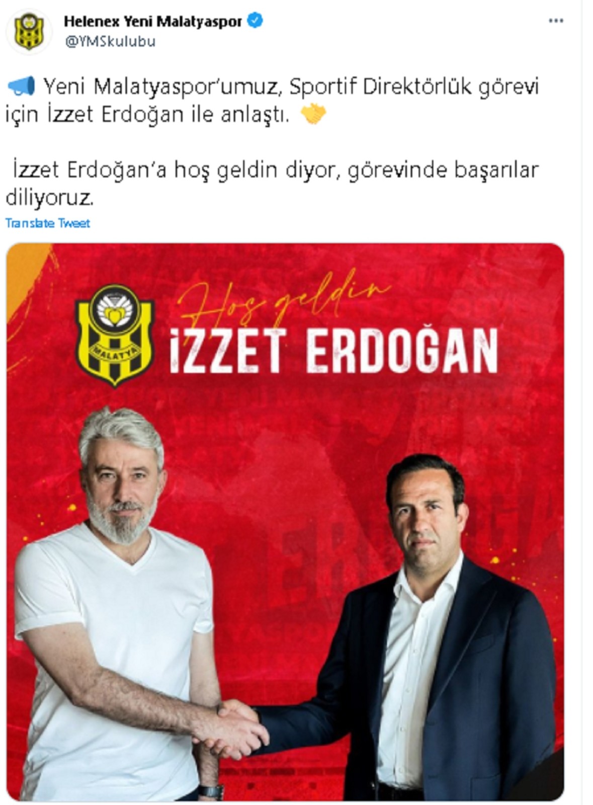 Yeni Malatyaspor’da İzzet Erdoğan dönemi