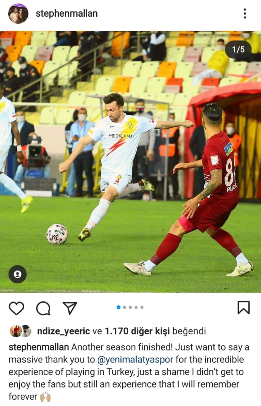 Yeni Malatyaspor’lu Mallan’dan veda paylaşımı