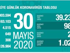 30 Mayıs koronavirüs tablosu!