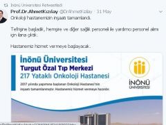 Onkoloji Hastanesinin yapımı tamamlandı