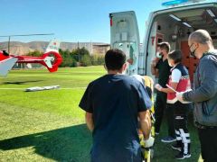 Ambulans helikopter, kalp krizi geçiren hasta için havalandı