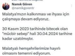 Mücbir Sebep 30 Nisan 2024′ e Kadar Uzatıldı