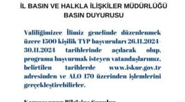 Malatya’da TYP’den 1500 kişi alınacak! Başvuru tarihi belli oldu Malatya Valiliği TYP üzerinden 1500 kişi alınacağını duyurdu. TYP başvurularında tarihler belli oldu.