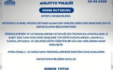 Malatya’da 21 Şubat’ta okulların tatil edildiği açıklandı.