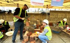 GENÇ MÜHENDİS ADAYLARI DUVAR ÖRME YARIŞMASINDA TER DÖKTÜ